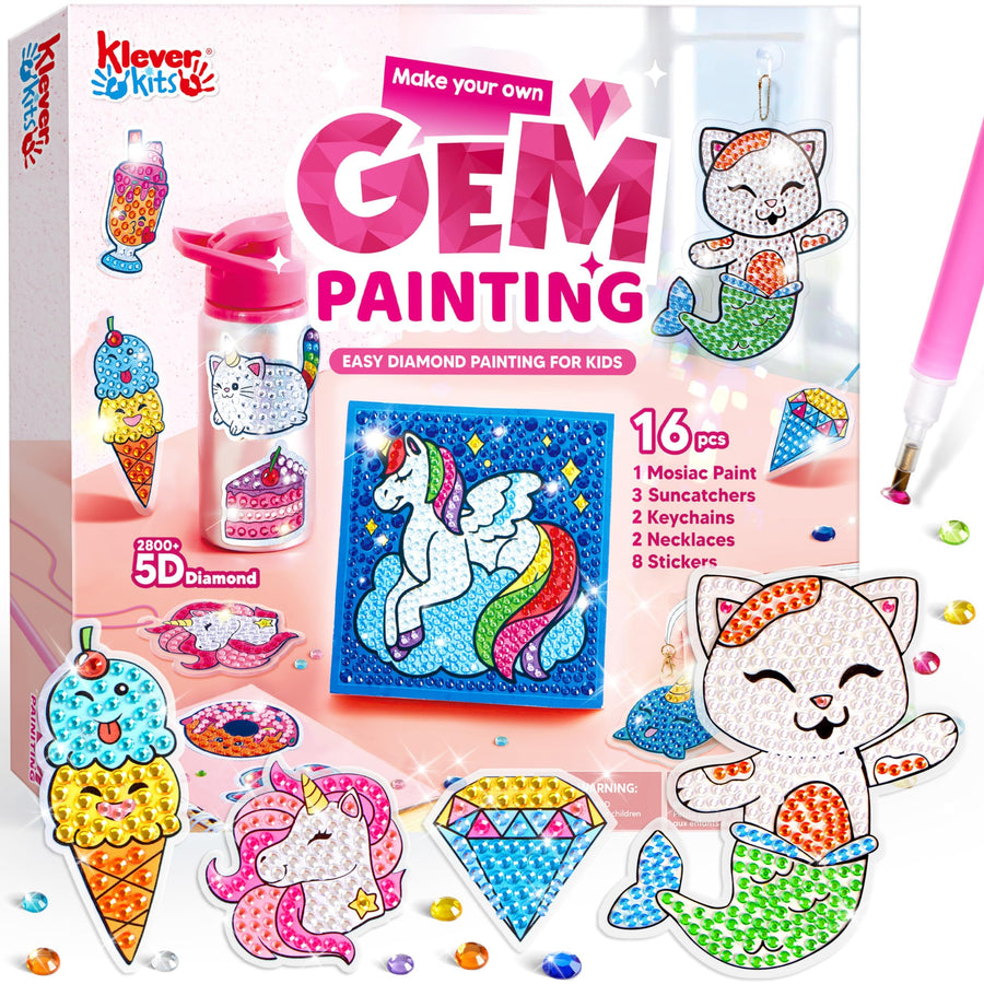 Kids 16-Project Diamond Gem Painting Art Kit Ages 6–12