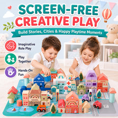 115-Piece Wooden City Building Blocks Set for Kids Ages 3+